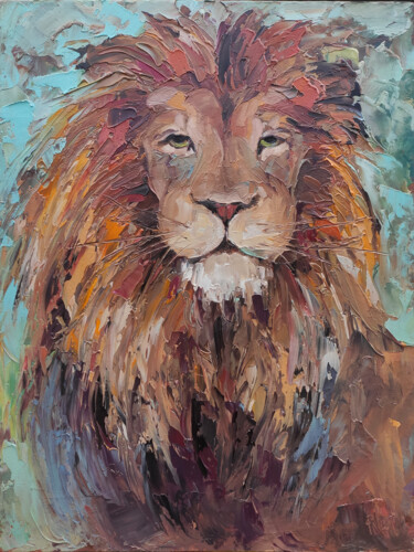 Peinture intitulée "Lion" par Julia Fomina, Œuvre d'art originale, Huile