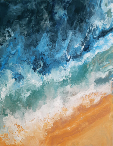 Painting titled "OCEAN BREEZE" by Julia Gogol, Original Artwork, Acrylic Mounted on Other rigid panel