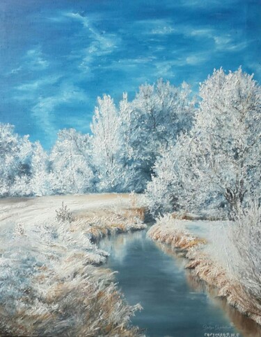 Картина под названием "Winter landscape" - Julia Gorchakova, Подлинное произведение искусства, Масло