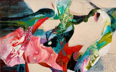 Painting titled "Suspended" by Julia Hacker, Original Artwork, Acrylic Mounted on Wood Stretcher frame