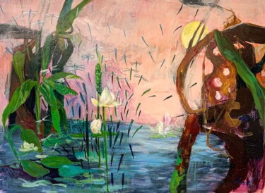 Pintura intitulada "Dragon pond" por Julia Hacker, Obras de arte originais, Acrílico