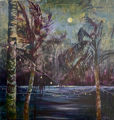 Schilderij getiteld "Tropical night" door Julia Hacker, Origineel Kunstwerk, Acryl
