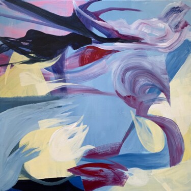Картина под названием "Blue abstract paint…" - Julia Hacker, Подлинное произведение искусства, Акрил Установлен на Деревянна…