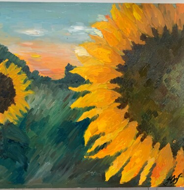 Peinture intitulée "3 suns" par Julia Ischenko, Œuvre d'art originale, Huile