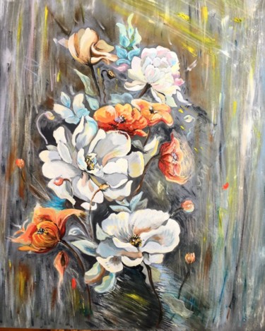 Painting titled "Цветы рая" by Yuliya Klimasheuskaya, Original Artwork, Oil