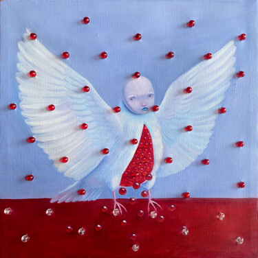 Painting titled "Love" by Julia Kuzina, Original Artwork, Oil Mounted on Wood Stretcher frame