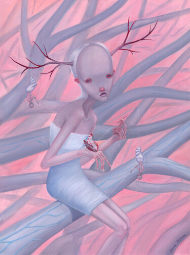 Картина под названием "Loop" - Julia Kuzina, Подлинное произведение искусства, Масло Установлен на Деревянная рама для носил…