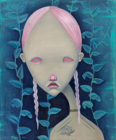 Картина под названием "Choker" - Julia Kuzina, Подлинное произведение искусства, Масло Установлен на Деревянная рама для нос…