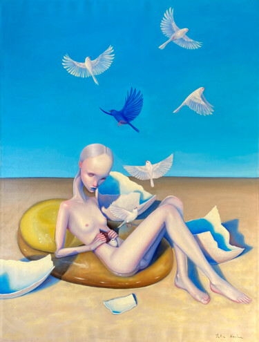 Peinture intitulée "Free my birds" par Julia Kuzina, Œuvre d'art originale, Huile Monté sur Châssis en bois