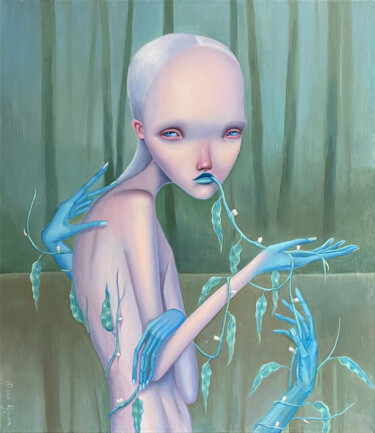 Картина под названием "Swamp" - Julia Kuzina, Подлинное произведение искусства, Масло Установлен на Деревянная рама для носи…