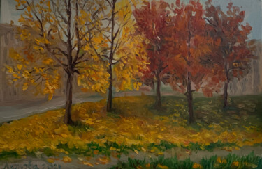 Картина под названием "Осень / Autumn" - Julia Leo, Подлинное произведение искусства, Масло