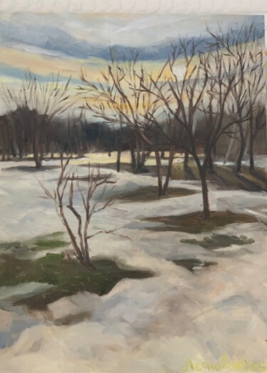 Peinture intitulée "Март / March" par Julia Leo, Œuvre d'art originale, Huile