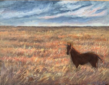 Картина под названием "В поле / In the fie…" - Julia Leo, Подлинное произведение искусства, Масло