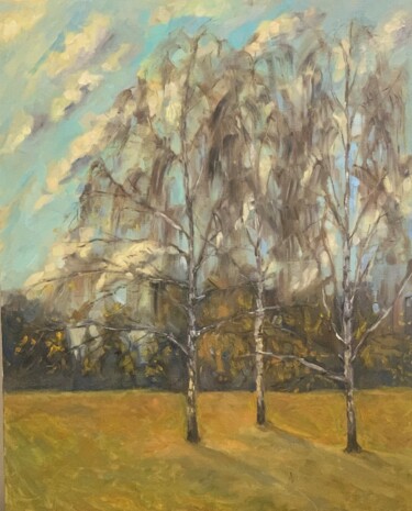 Painting titled "Солнечный осенний д…" by Julia Leo, Original Artwork, Oil