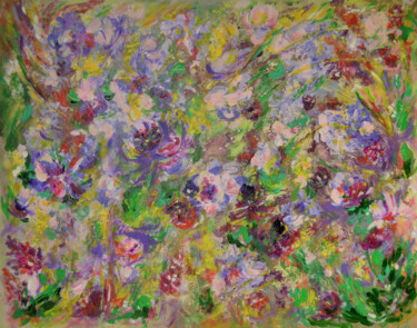 Painting titled "Garden, Contemporar…" by Julia Leon, Original Artwork, Acrylic Mounted on Wood Stretcher frame