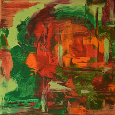 Malarstwo zatytułowany „Red Roses, small ab…” autorstwa Julia Leon, Oryginalna praca, Akryl Zamontowany na Drewniana rama no…