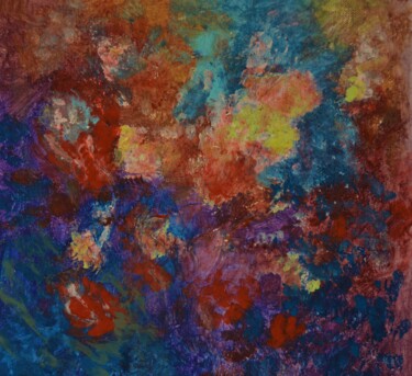 제목이 "Red Flowers. Abstra…"인 미술작품 Julia Leon로, 원작, 아크릴 나무 들것 프레임에 장착됨