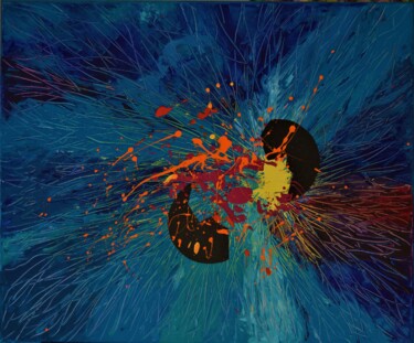 Pittura intitolato "Impulse III, Blue.…" da Julia Leon, Opera d'arte originale, Acrilico Montato su Telaio per barella in le…