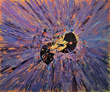 Painting titled "Impulse VI, Purple,…" by Julia Leon, Original Artwork, Acrylic Mounted on Wood Stretcher frame