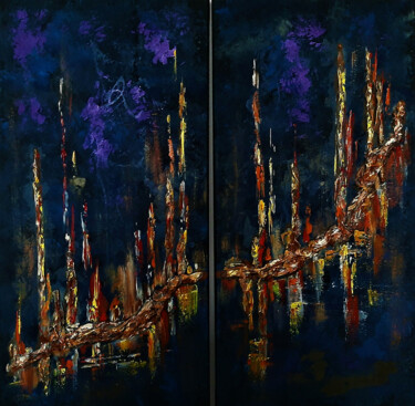 Peinture intitulée "Rhythm of the city…" par Julia Leon, Œuvre d'art originale, Acrylique Monté sur Châssis en bois