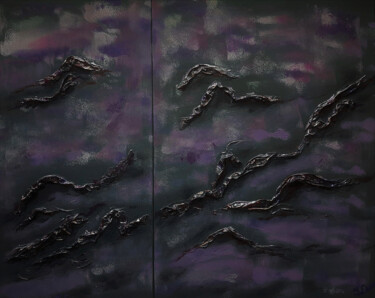 Peinture intitulée "Mountains view, abs…" par Julia Leon, Œuvre d'art originale, Acrylique Monté sur Châssis en bois
