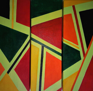 Картина под названием "Geometric abstract…" - Julia Leon, Подлинное произведение искусства, Акрил Установлен на Деревянная р…