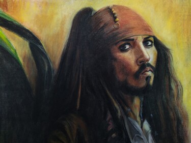 Zeichnungen mit dem Titel "Captain Jack Sparrow" von Julia Lihina, Original-Kunstwerk, Pastell
