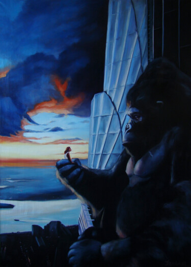 Painting titled "Before he died" by Julia Lihina, Original Artwork, Oil Mounted on Wood Stretcher frame