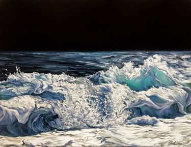 Malarstwo zatytułowany „Tide” autorstwa Julia Liubina, Oryginalna praca, Olej Zamontowany na Drewniana rama noszy