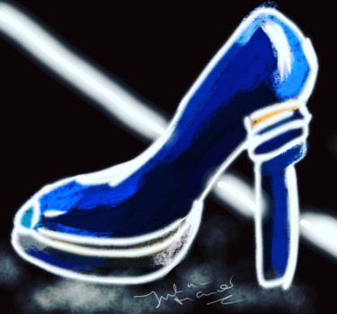 Digitale Kunst mit dem Titel "Blue High Heels" von Julia Maier, Original-Kunstwerk, Digitale Malerei
