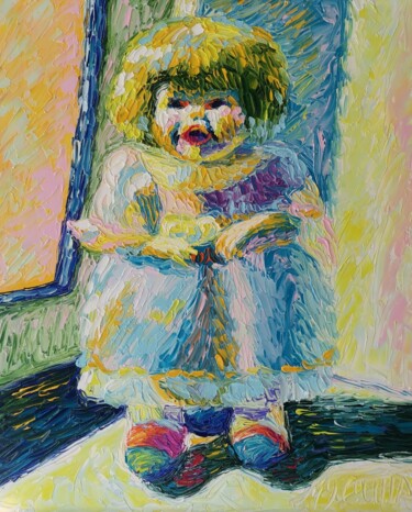 Pittura intitolato "Радость куклы 4 Pou…" da Julia Musina, Opera d'arte originale, Olio