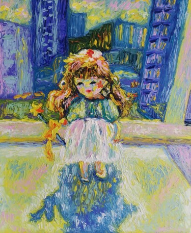 Pintura titulada "Радость куклы 7.  J…" por Julia Musina, Obra de arte original, Oleo Montado en Bastidor de camilla de made…