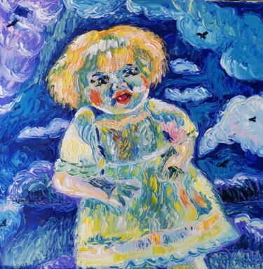 Pintura intitulada "Радость куклы 9 Есм…" por Julia Musina, Obras de arte originais, Óleo Montado em Armação em madeira