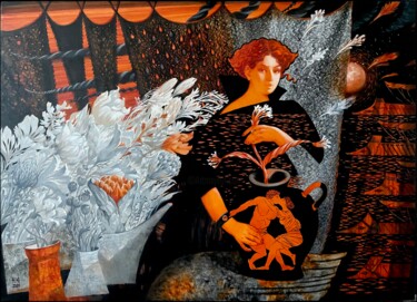Pittura intitolato "Myth" da Julia Nepokrytaya, Opera d'arte originale, Olio Montato su Telaio per barella in legno