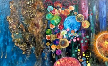 Картина под названием "Abstract original a…" - Julia Ozerova, Подлинное произведение искусства, Акрил Установлен на Деревянн…