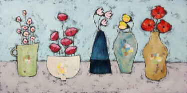 Pintura titulada "Naive floral painti…" por Julia Ozerova, Obra de arte original, Oleo