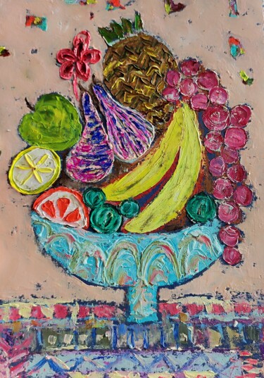 Peinture intitulée "Relief painting fru…" par Julia Ozerova, Œuvre d'art originale, Huile