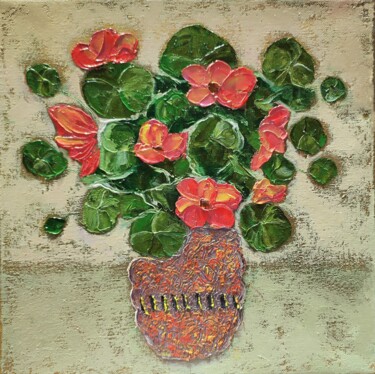 Pintura intitulada "Abstract flowers ar…" por Julia Ozerova, Obras de arte originais, Óleo Montado em Armação em madeira