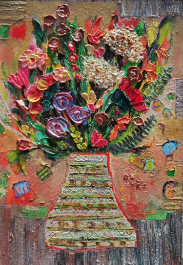 Malerei mit dem Titel "Abstract flowers ar…" von Julia Ozerova, Original-Kunstwerk, Öl