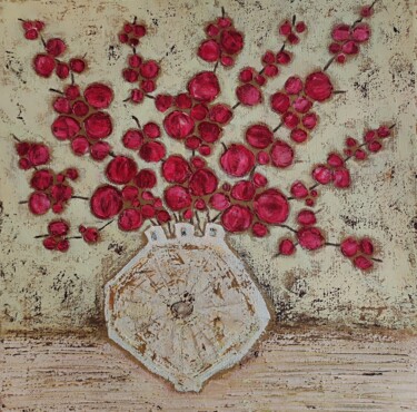 Pintura titulada "Abstract berries im…" por Julia Ozerova, Obra de arte original, Oleo