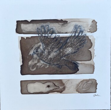 Ζωγραφική με τίτλο "Numéro 6" από Julia Pavard, Αυθεντικά έργα τέχνης, Ακουαρέλα Τοποθετήθηκε στο Ξύλινο φορείο σκελετό