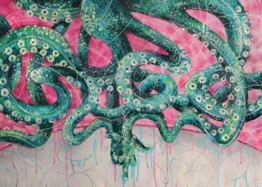 Painting titled "Octopus#2" by Julia Ptl, Original Artwork, Oil
