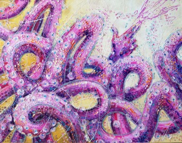 Malerei mit dem Titel "Octopus#3" von Julia Ptl, Original-Kunstwerk, Öl