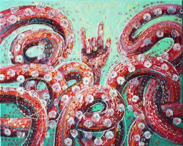 Картина под названием "Octopus#4" - Julia Ptl, Подлинное произведение искусства, Масло