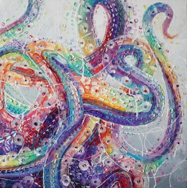 Ζωγραφική με τίτλο "Octopus#5" από Julia Ptl, Αυθεντικά έργα τέχνης, Λάδι