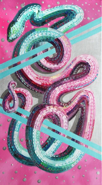 Картина под названием "Snake#3" - Julia Ptl, Подлинное произведение искусства, Масло