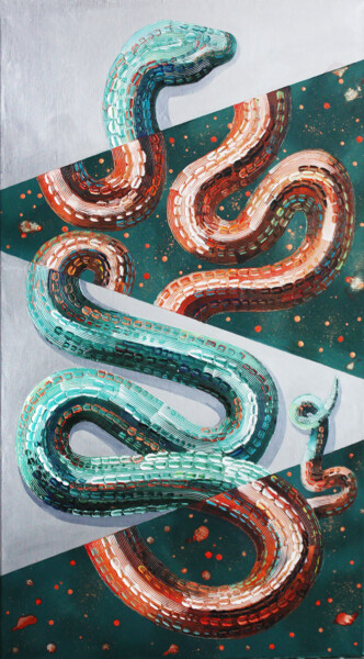 Painting titled "Snake#2" by Julia Ptl, Original Artwork, Oil