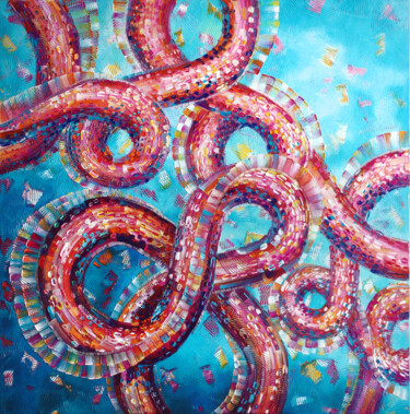 Картина под названием "Symbiosis#2" - Julia Ptl, Подлинное произведение искусства, Масло Установлен на Деревянная рама для н…
