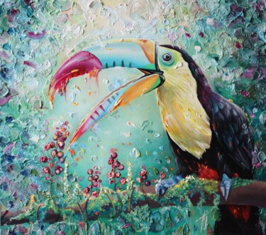 Painting titled "Toucan" by Julia Ptl, Original Artwork, Oil