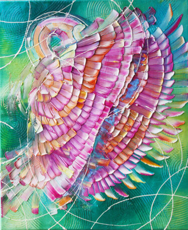 Картина под названием "Bird#0" - Julia Ptl, Подлинное произведение искусства, Масло Установлен на Деревянная рама для носилок